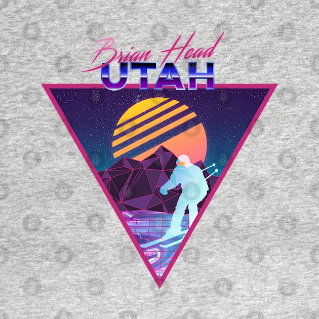 Retro Vaporwave Ski Mountain | Brian Head Utah | Shirts, Stickers, and More! by KlehmInTime